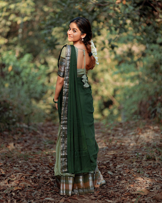 Kanjivaram Silk Zari Lehenga with Banarasi Silk Dupatta β Green