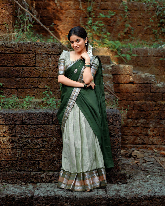Kanjivaram Silk Zari Lehenga with Banarasi Silk Dupatta β Green