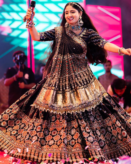 Noor Navratri – Designer Printed Butter Silk Lehenga Choli