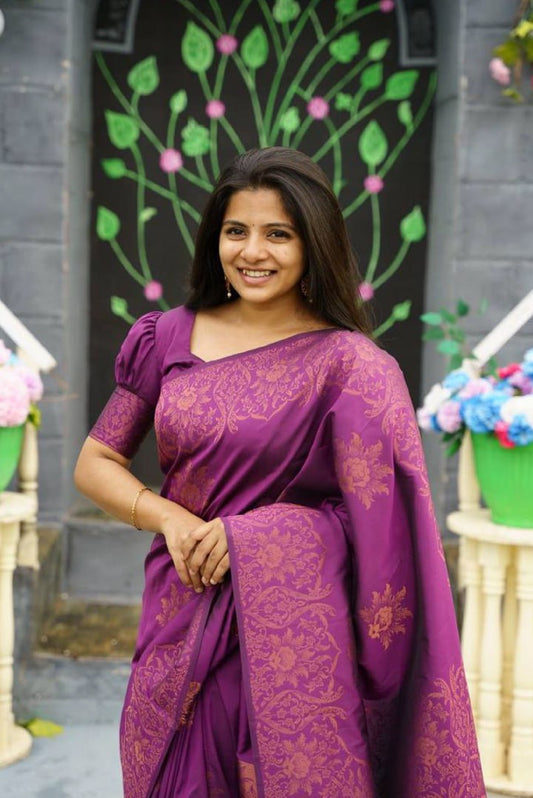 Regal Violet Kanjivaram Silk Saree