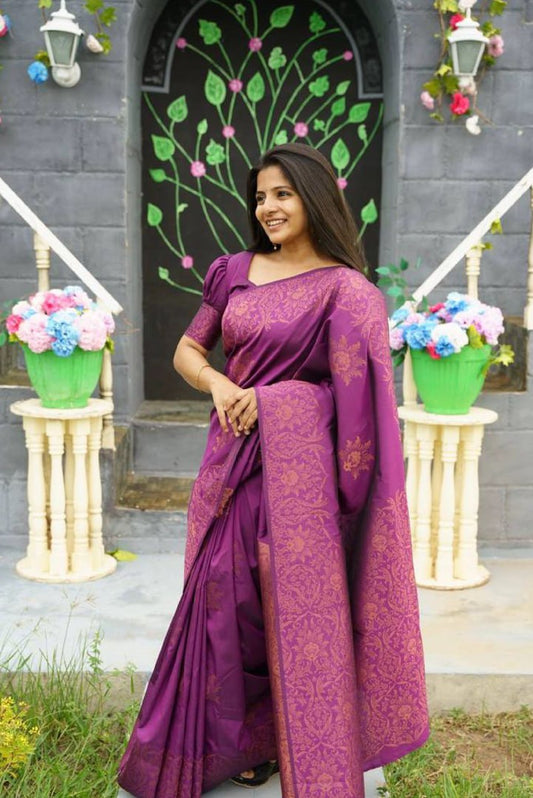 Regal Violet Kanjivaram Silk Saree
