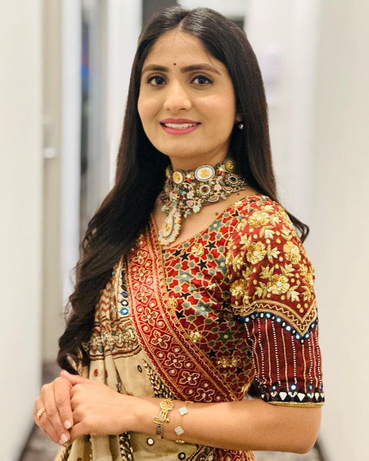 Designer Printed Butter Silk Lehenga Choli