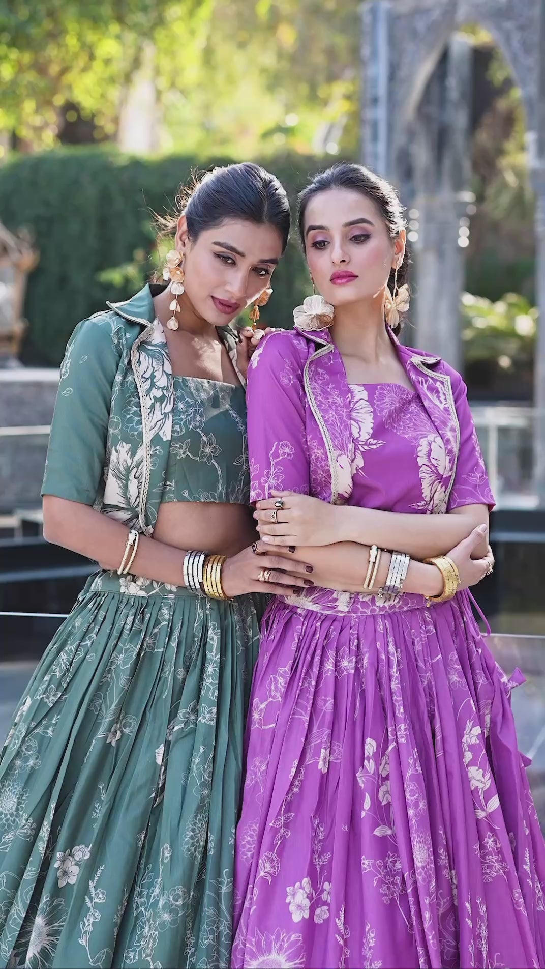 Tussar Silk Floral Print Lehenga Choli Set with Stylish Koti
