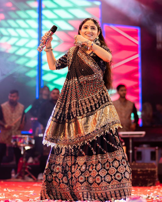 Noor Navratri – Designer Printed Butter Silk Lehenga Choli