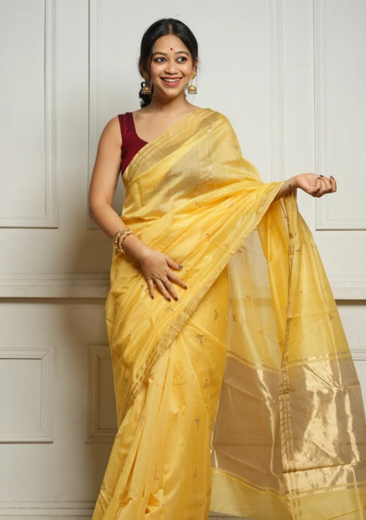 Soft Linen Cotton Silk Jacquard Border Saree