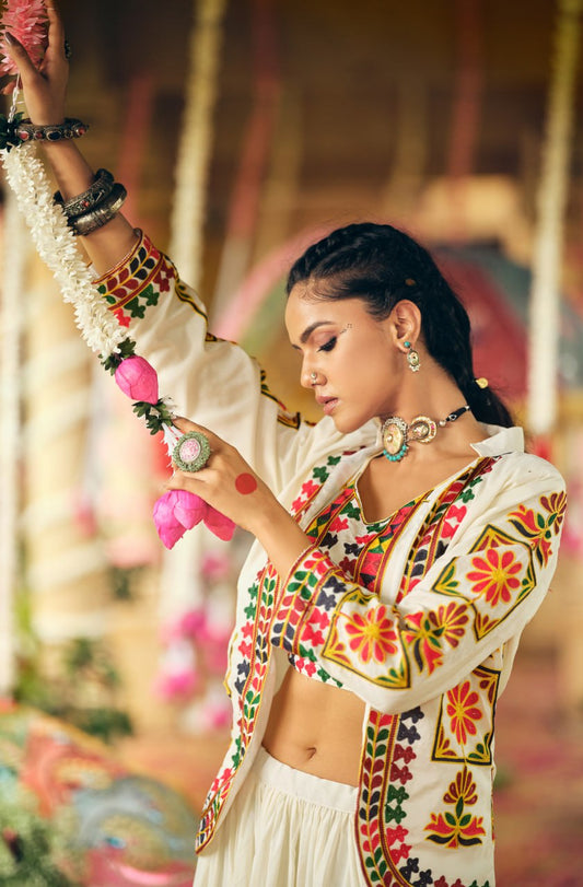 EXCLUSIVE DESIGNER LEHENGA, BLOUSE & KOTI SET