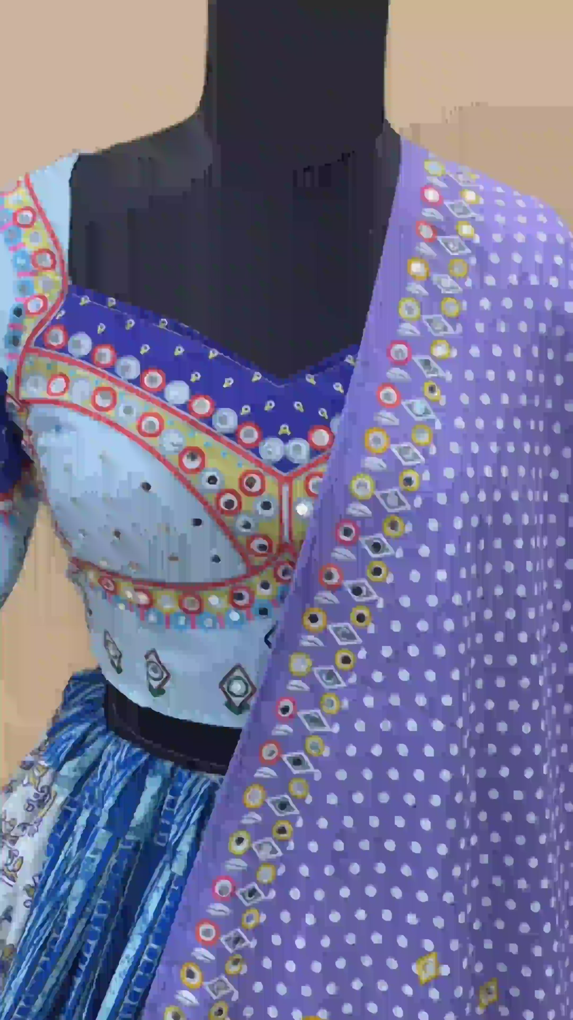 Designer Butter Silk Lehenga Choli Set Blue Multi | Digital Print, Real Mirror Work