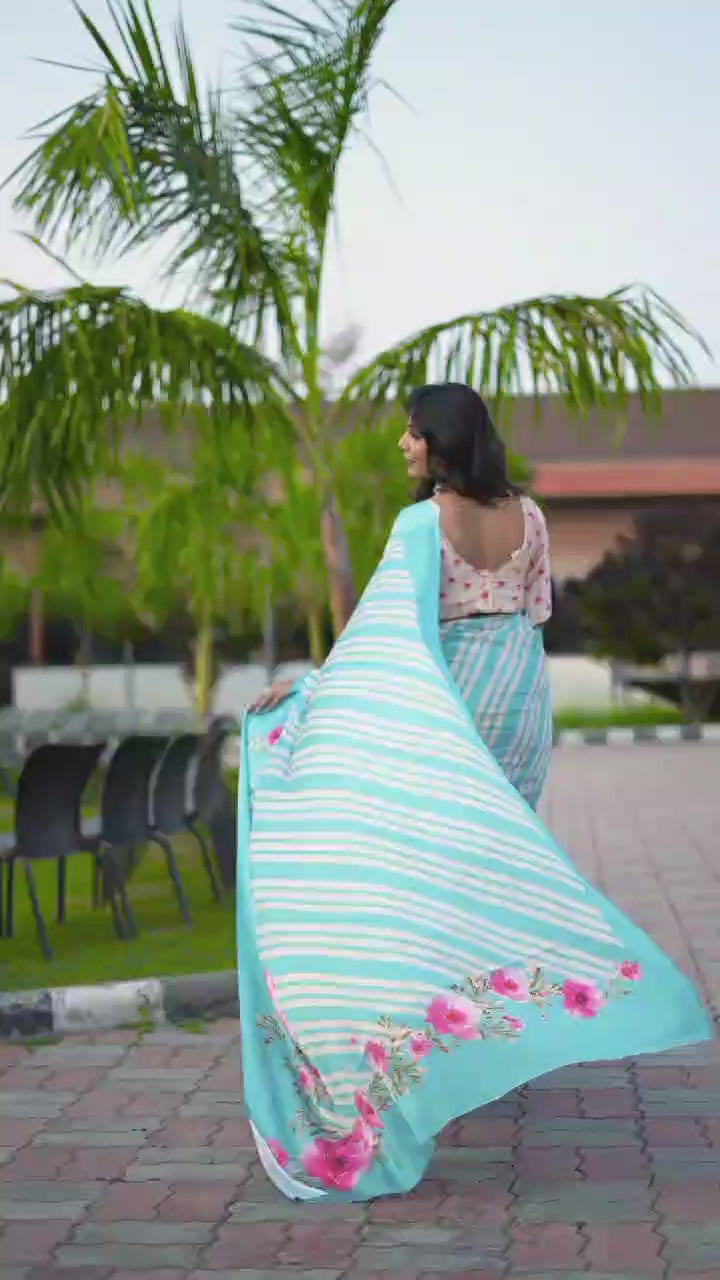 Floral Satin Saree Vibrance in Every Drape