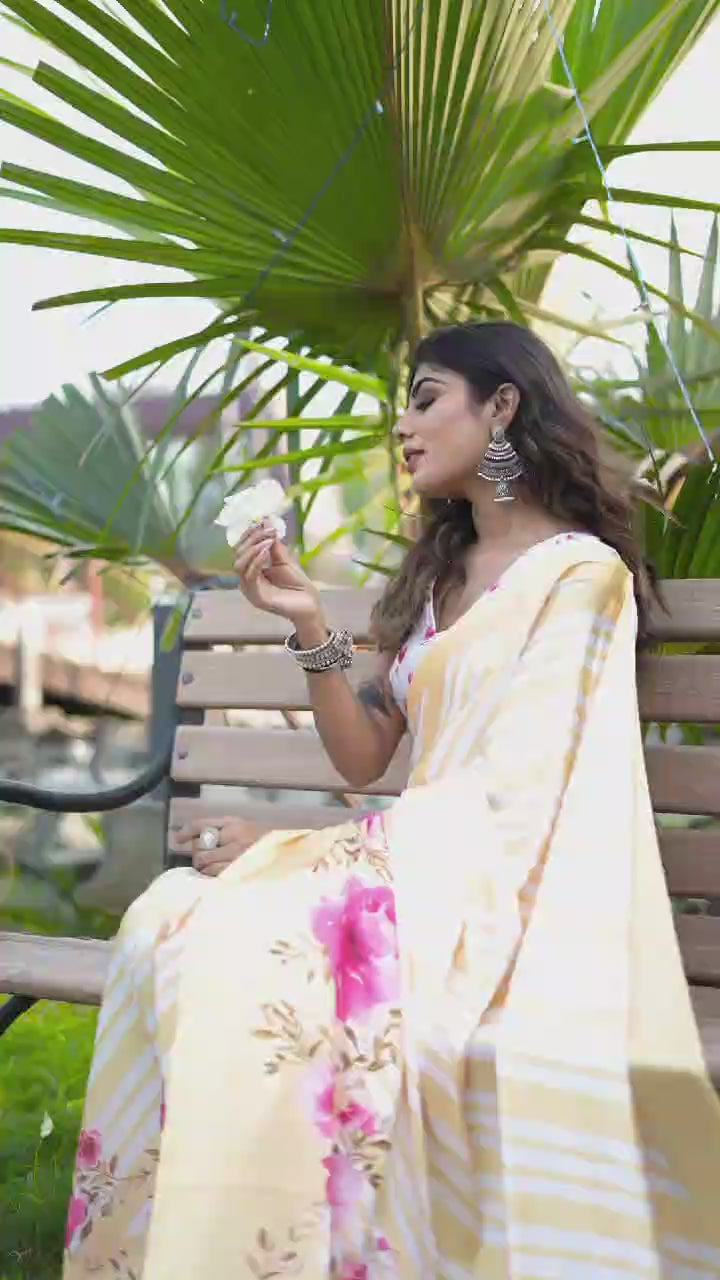 Floral Satin Saree Vibrance in Every Drape